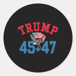 Adesivo Redondo Patriotic Trump 45 E 47 Vencedor Da Vitória, Patri