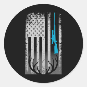 Adesivo Redondo Patriótica American Flag Engraçado Caça Amor De