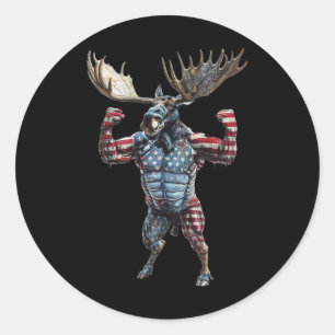 Adesivo Redondo Patriótica Americana Bandeira 4 de julho Engraçado