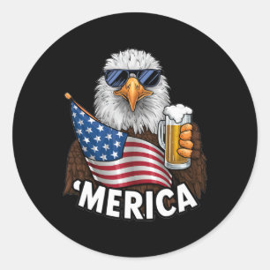 Adesivo Redondo Patriótica Éagle Merica 4 De Julho
