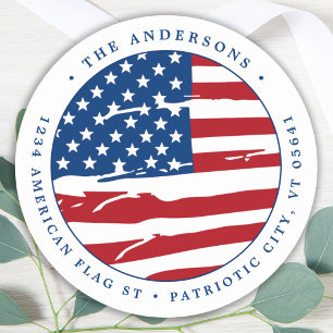 Adesivo Redondo Patriótica Militar Americana Endereço de Devolução