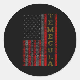 Adesivo Redondo Patriótica Temecula Usa Bandeira dos Estados Unido