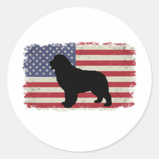 Adesivo Redondo Patriótica Terra Nova DOG American Flag Vintage