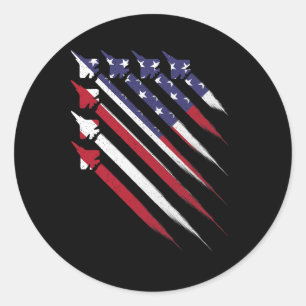 Adesivo Redondo Patriótico 4 de julho Jet Usa American Flag Men Bo