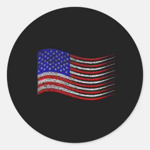 Adesivo Redondo Patriótico 4 de julho Onda de Bandeira Americana