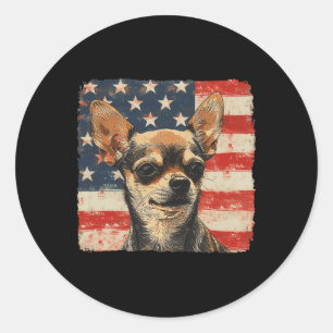 Adesivo Redondo Patriótico 4 de julho Shirt Chihuahua Dog Men Wome