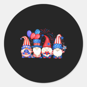 Adesivo Redondo Patriótico Americano Gnomos Usa Independência Dia
