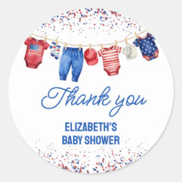 Adesivo Redondo Patriótico Americano Todo Bebê Vermelho Branco e A
