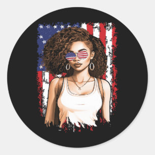 Adesivo Redondo Patriótico Bandeira Afro-Americano Negro Em 4 De J