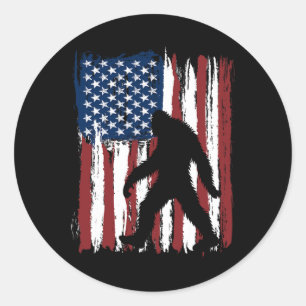 Adesivo Redondo Patriótico Bigfoot American Flag Funny 4 De Julho