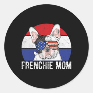 Adesivo Redondo Patriótico Bulldog Francês Bandeira Americana 4t