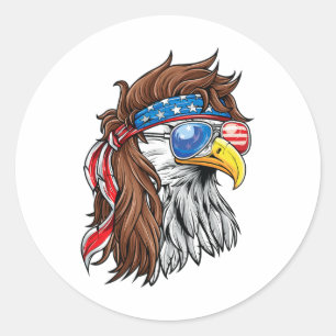 Adesivo Redondo Patriótico Byld Eagle Mullet EUA Bandeira American
