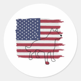 Adesivo Redondo Patriótico DOG American Flag Vintage
