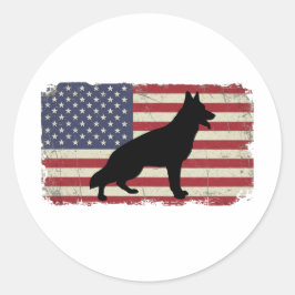 Adesivo Redondo Patriótico DOG American Flag Vintage