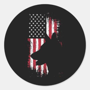 Adesivo Redondo Patriótico german shepherd Americano Shirt Usa