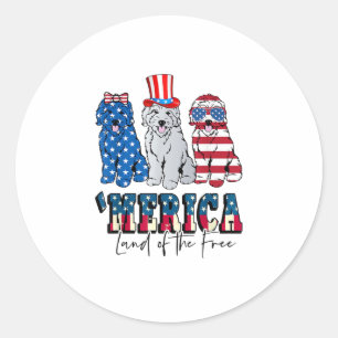 Adesivo Redondo Patriótico Goldendoodle Dog 4 de julho América EUA