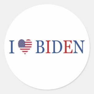 Adesivo Redondo Patriótico I Heart Love Joe Biden Flag