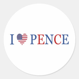 Adesivo Redondo Patriótico I Heart Love Mike Pence Flag