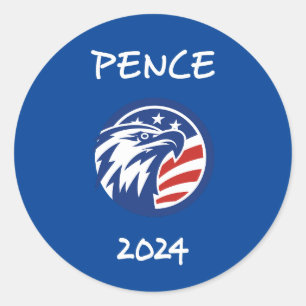 Adesivo Redondo Patriótico Mike Pence 2024 Eleição Águia Escuro