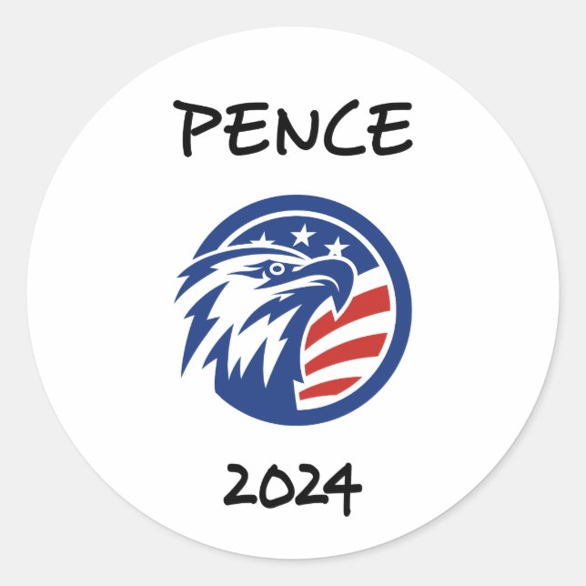 Adesivo Redondo Patriótico Mike Pence 2024 Eletion Eagle T-Shirt (Frente)