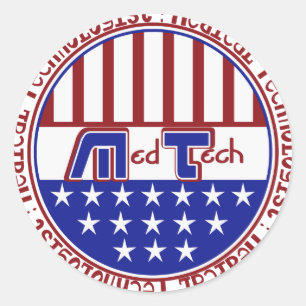ADESIVO REDONDO PATRIÓTICO MT (TECNOLOGISTA MÉDICA) USA FLAG
