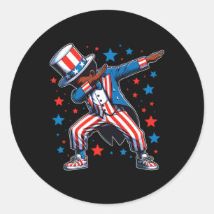 Adesivo Redondo Patriótico Negra Dabbing Boy 4 De Julho Americano