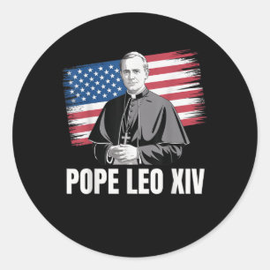 Adesivo Redondo Patriótico Papa Leo Xiv Igreja Católica Americana