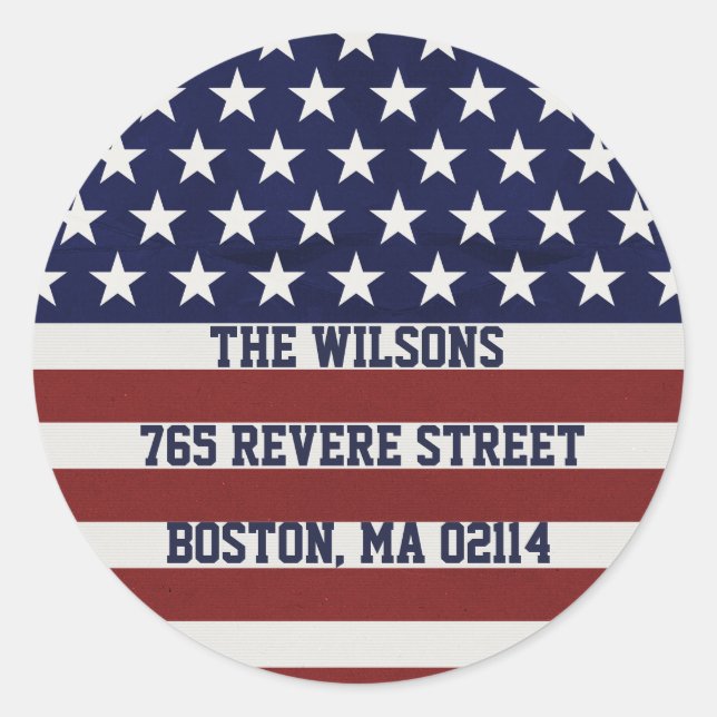 Adesivo Redondo Patriótico Patriótico Americano Bandeira Americano (Frente)