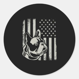 Adesivo Redondo Patriótico Proprietário do Bulldog Francês Lover A