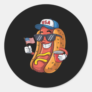Adesivo Redondo Patriótico U Do Mens Hotdog 4 De Julho