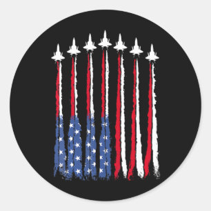 Adesivo Redondo Patriótico Vermelho Branco Azul Usa Bandeira Jatos