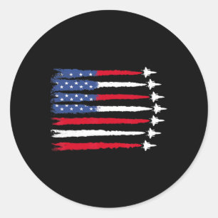 Adesivo Redondo Patriótico Vermelho Branco Azul Usa Bandeira Jatos