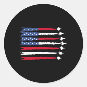 Adesivo Redondo Patriótico Vermelho Branco Azul Usa Bandeira Jatos