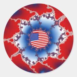 Adesivo Redondo Patriótico Vermelho Branco e Bandeira Azul America