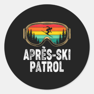 Adesivo Redondo Patrulha de après ski óculos de esqui esquiando es