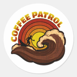 Adesivo Redondo Patrulha de Café Retroativo