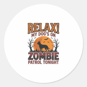 Adesivo Redondo Patrulha de Cão Zumbi Camisa Vintage de Halloween