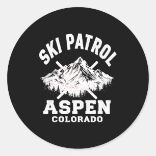Adesivo Redondo Patrulha de esqui aspen colorado esqui &amp; snowb