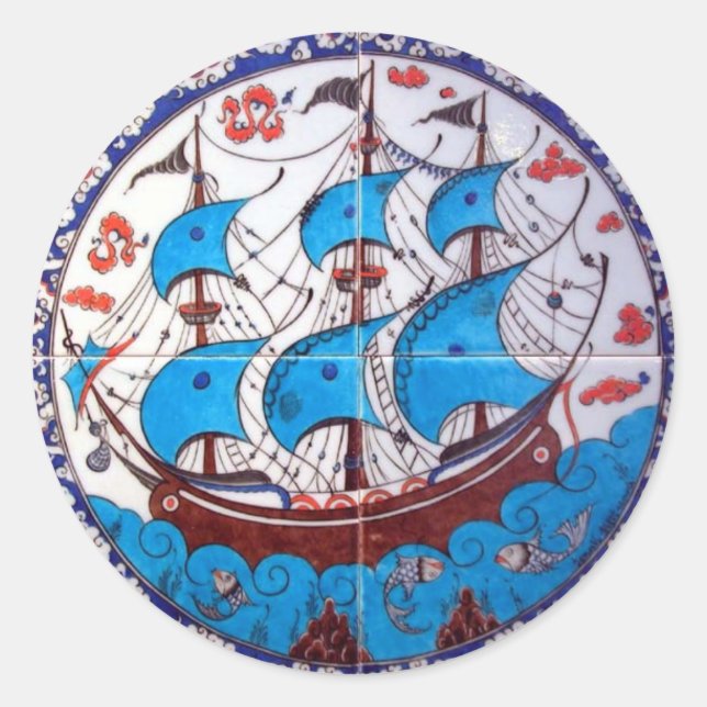 Adesivo Redondo Patterno de batalha / Arte Azulejo (Frente)