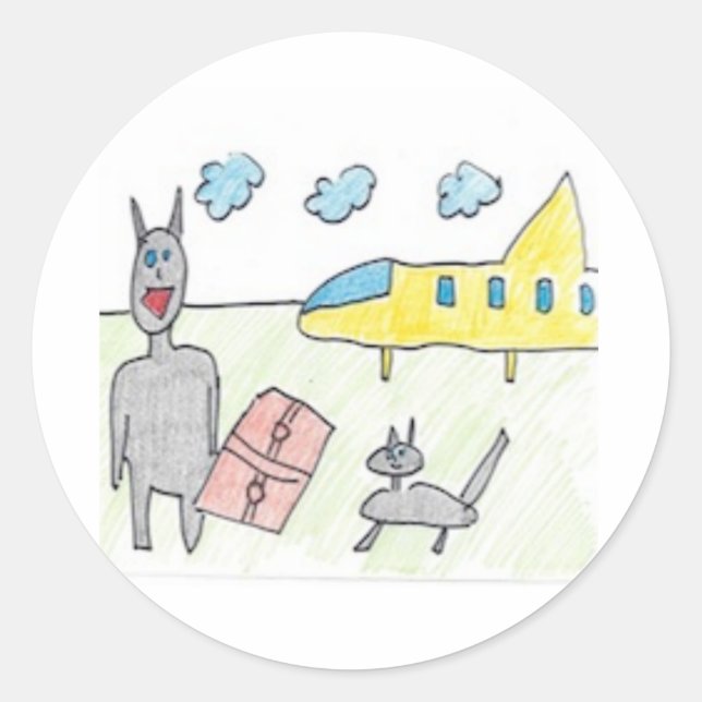 Adesivo Redondo Patty O Gato Negro Consegue um Visitante (Frente)