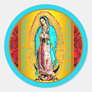 Adesivo Redondo Pau clássico da Nuestra Señora de Guadalupe
