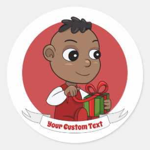 Adesivo Redondo Pau clássico redondo de desenho do bebê de Natal b