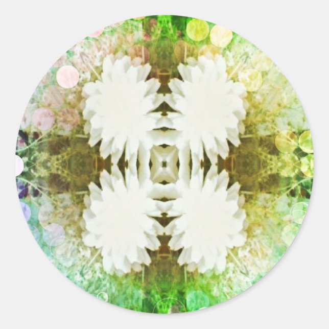 Adesivo Redondo Pau clássico redondo em floco de neve, brilhante (Frente)