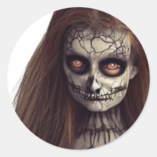 Adesivo Redondo Pau clássico redondo horroroso da mulher (Frente)