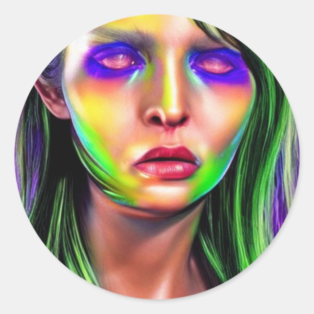 Adesivo Redondo Pau clássico redondo horroroso da mulher (Frente)