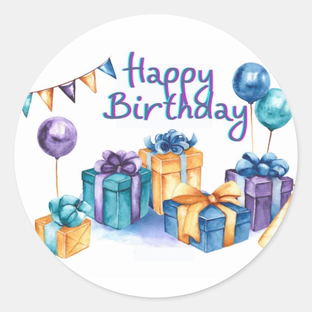 Adesivo Redondo Pau de aniversário feliz (Frente)