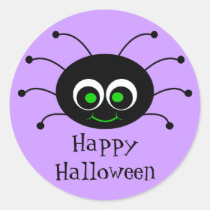 Adesivo Redondo Pau de Aranha Feliz Halloween