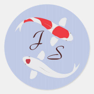 Adesivo Redondo Pau de Casamento Koi Monograma Japonês - Lavanda