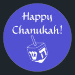 Adesivo Redondo Pau de Chanukah feliz<br><div class="desc">Etiqueta/etiqueta Chanukah feliz</div>