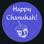 Adesivo Redondo Pau de Chanukah feliz<br><div class="desc">Etiqueta/etiqueta Chanukah feliz</div>